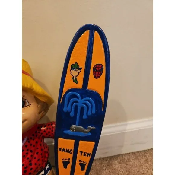 Vintage Smiley Boy Surfer Surf Board Ceramic, 1970s Era, 11''